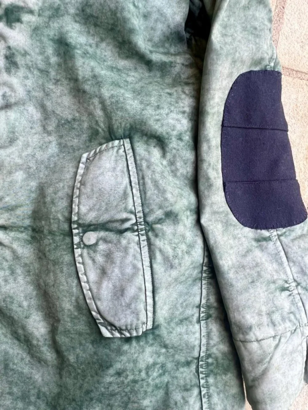 Free City Sherpa Lined Hooded Winter Coat Parka Jacket Green Acid Wash Medium NW - Picture 5 of 9